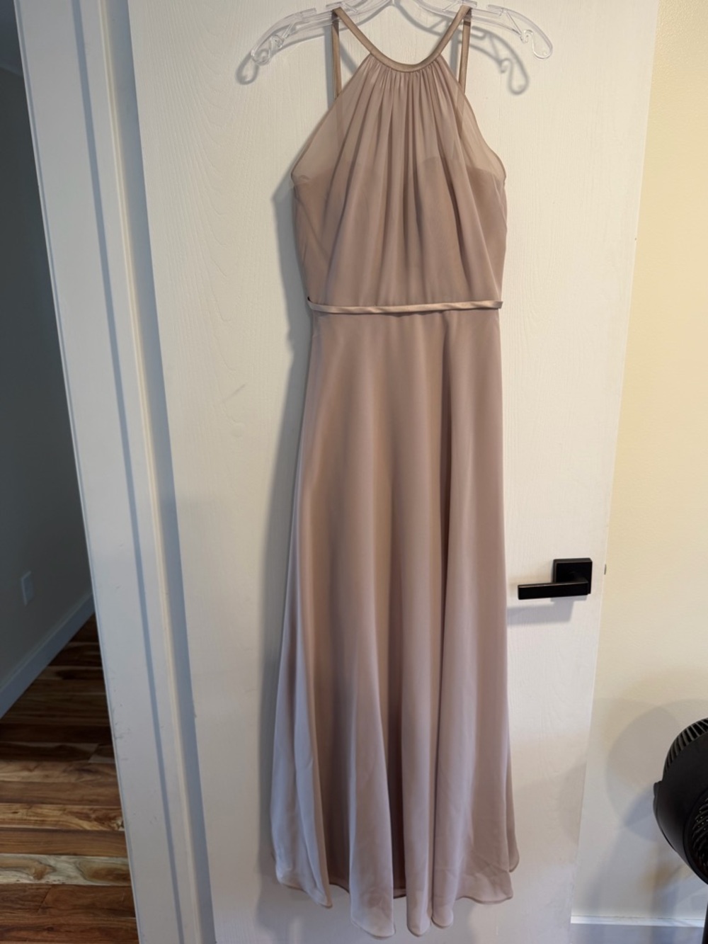 Elegant Halter Neck Maxi Dress in Taupe
